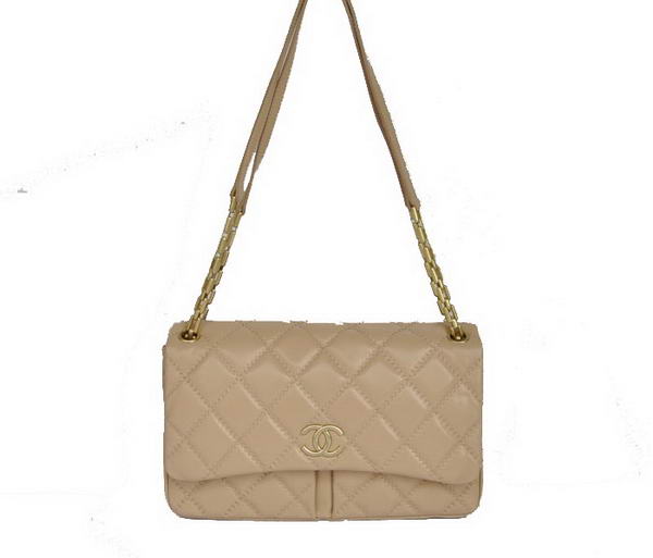 Best Newest 2012 Chanel A50362 Apricot Sheepskin Leather Flap Bag Replica